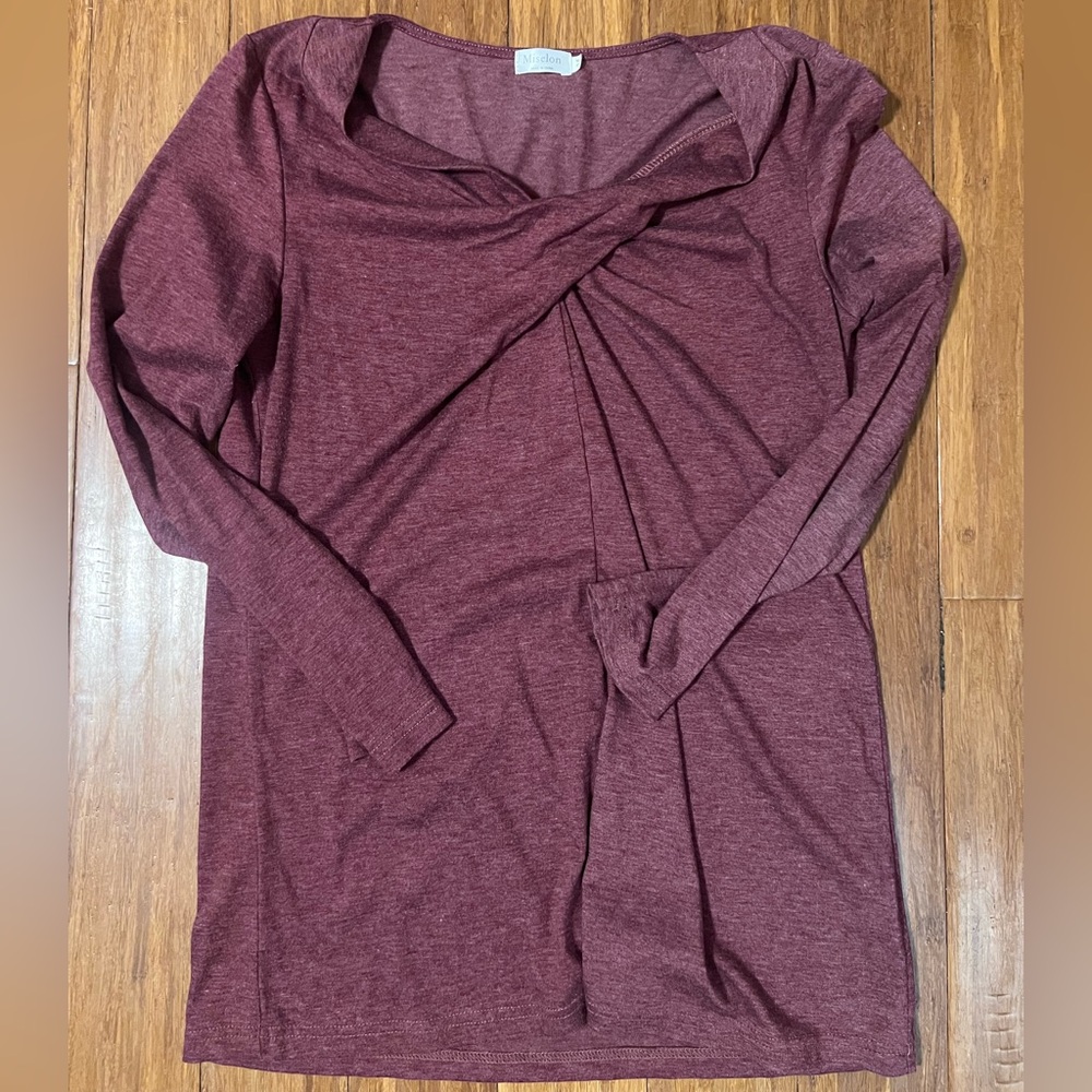 Chic Burgundy Long Sleeve Top